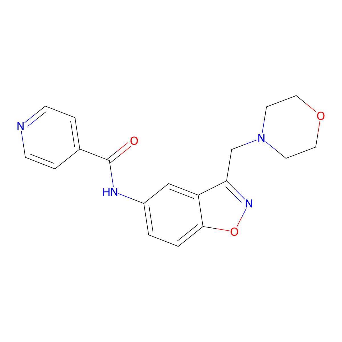 N-{3-[(morpholin-4-yl)methyl]-1,2-benzoxazol-5-yl}pyridine-4-carboxamide molecular structure, CAS 2380069-75-8