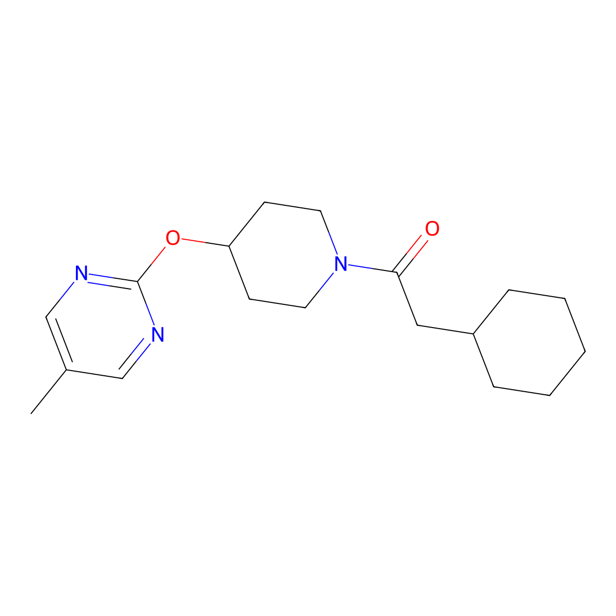 2-Cyclohexyl-1-{4-[(5-methylpyrimidin-2-yl)oxy]piperidin-1-yl}ethan-1-one molecular structure, CAS 2380069-79-2