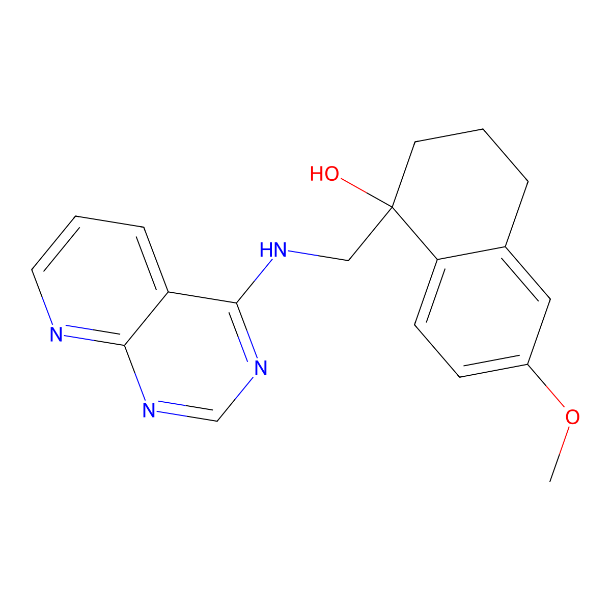 6-Methoxy-1-[({pyrido[2,3-d]pyrimidin-4-yl}amino)methyl]-1,2,3,4-tetrahydronaphthalen-1-ol molecular structure, CAS 2380069-83-8