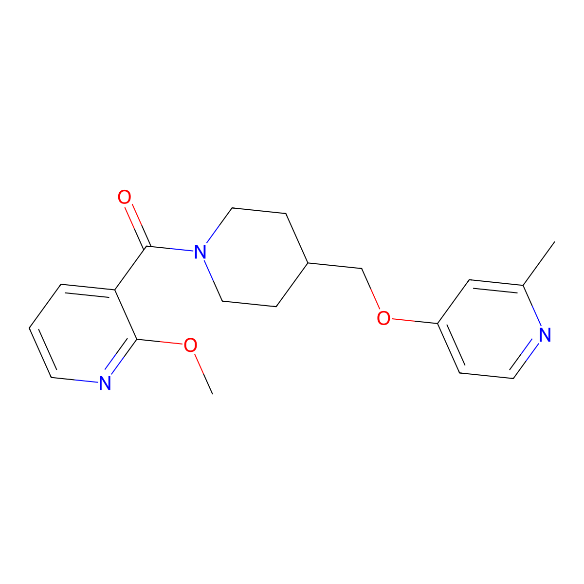 2-Methoxy-3-(4-{[(2-methylpyridin-4-yl)oxy]methyl}piperidine-1-carbonyl)pyridine molecular structure, CAS 2380069-84-9