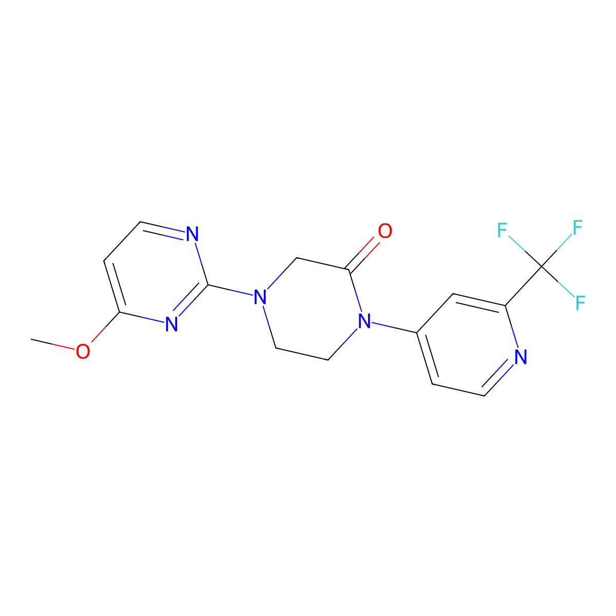 4-(4-Methoxypyrimidin-2-yl)-1-[2-(trifluoromethyl)pyridin-4-yl]piperazin-2-one molecular structure, CAS 2380069-85-0