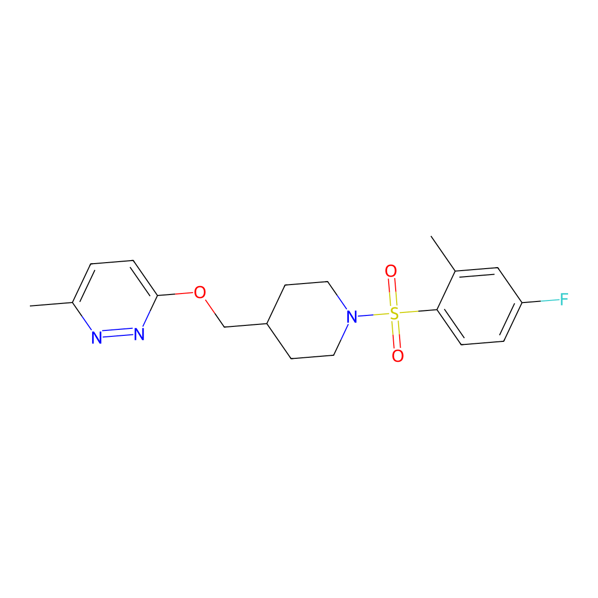 3-{[1-(4-Fluoro-2-methylbenzenesulfonyl)piperidin-4-yl]methoxy}-6-methylpyridazine molecular structure, CAS 2380069-91-8