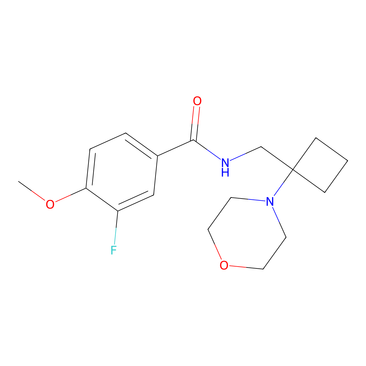 3-fluoro-4-methoxy-N-{[1-(morpholin-4-yl)cyclobutyl]methyl}benzamide molecular structure, CAS 2380069-93-0