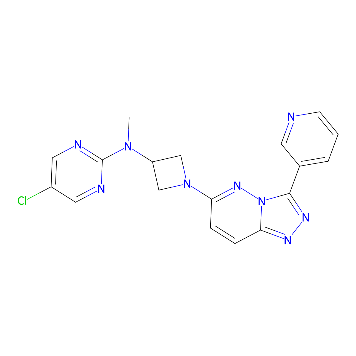 5-chloro-N-methyl-N-{1-[3-(pyridin-3-yl)-[1,2,4]triazolo[4,3-b]pyridazin-6-yl]azetidin-3-yl}pyrimidin-2-amine molecular structure, CAS 2380069-99-6