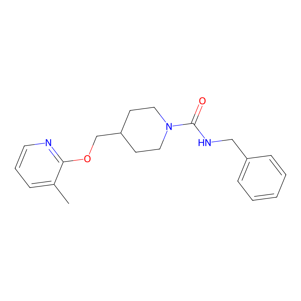 N-benzyl-4-{[(3-methylpyridin-2-yl)oxy]methyl}piperidine-1-carboxamide molecular structure, CAS 2380070-00-6
