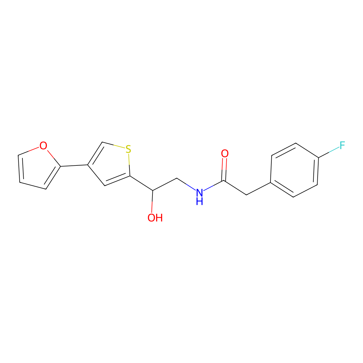 2-(4-fluorophenyl)-N-{2-[4-(furan-2-yl)thiophen-2-yl]-2-hydroxyethyl}acetamide molecular structure, CAS 2380070-02-8