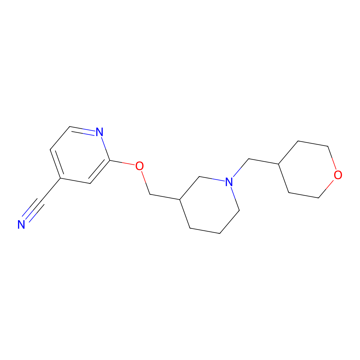 2-({1-[(Oxan-4-yl)methyl]piperidin-3-yl}methoxy)pyridine-4-carbonitrile molecular structure, CAS 2380070-10-8