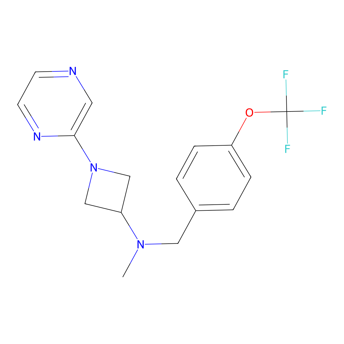 N-methyl-1-(pyrazin-2-yl)-N-{[4-(trifluoromethoxy)phenyl]methyl}azetidin-3-amine molecular structure, CAS 2380070-11-9
