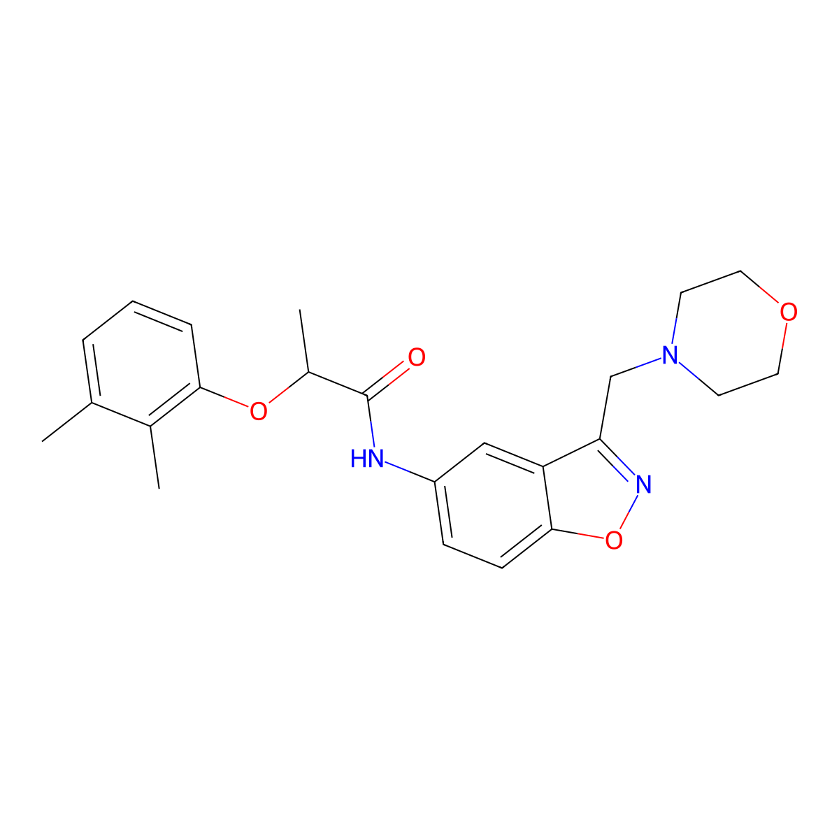 2-(2,3-dimethylphenoxy)-N-{3-[(morpholin-4-yl)methyl]-1,2-benzoxazol-5-yl}propanamide molecular structure, CAS 2380070-12-0