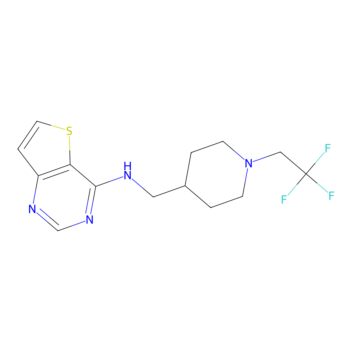 N-{[1-(2,2,2-trifluoroethyl)piperidin-4-yl]methyl}thieno[3,2-d]pyrimidin-4-amine molecular structure, CAS 2380070-14-2