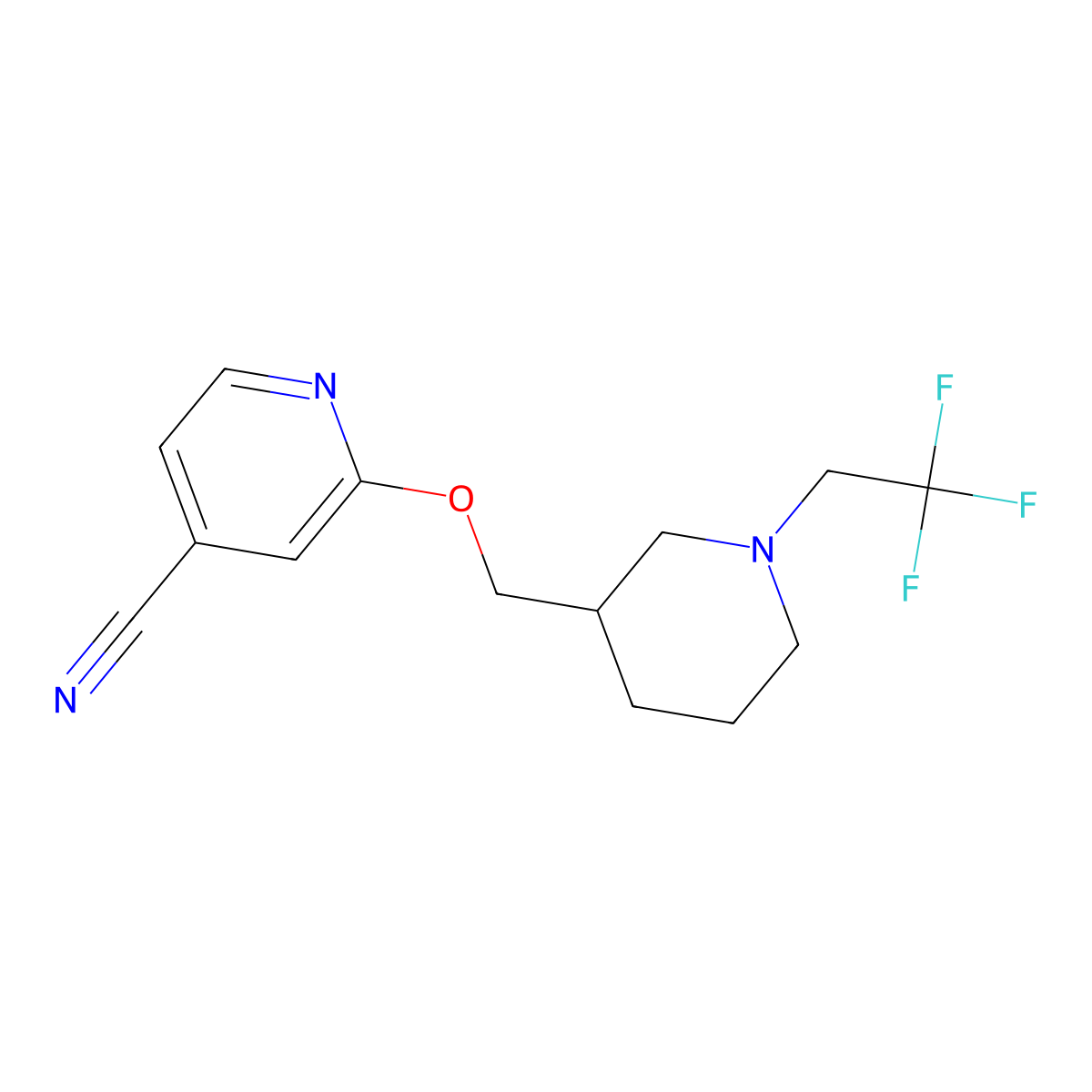2-{[1-(2,2,2-Trifluoroethyl)piperidin-3-yl]methoxy}pyridine-4-carbonitrile molecular structure, CAS 2380070-19-7