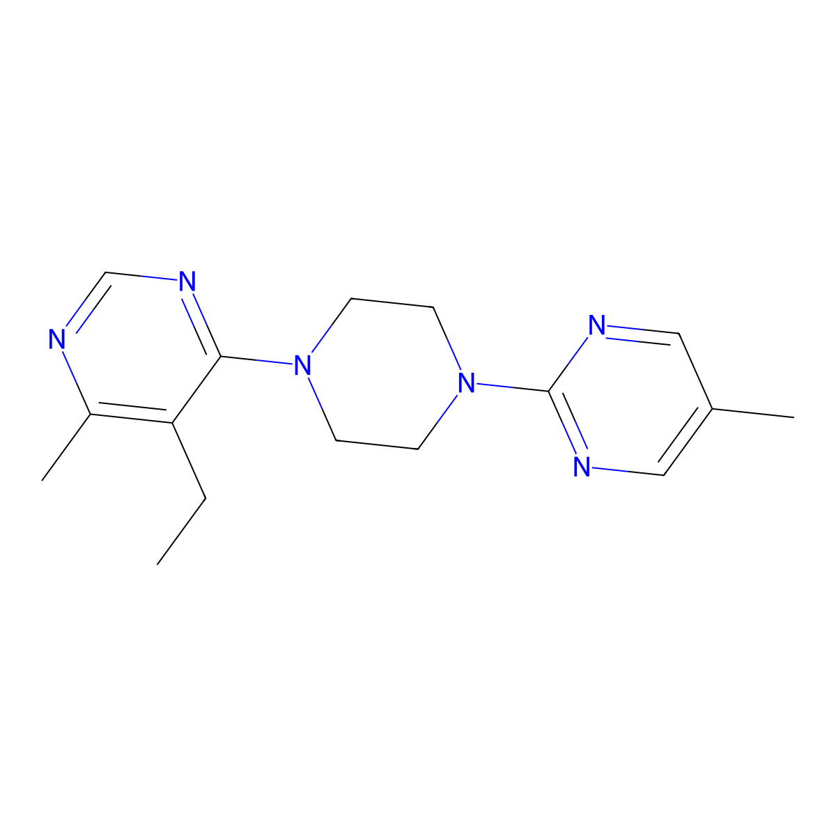 5-Ethyl-4-methyl-6-[4-(5-methylpyrimidin-2-yl)piperazin-1-yl]pyrimidine molecular structure, CAS 2380070-20-0