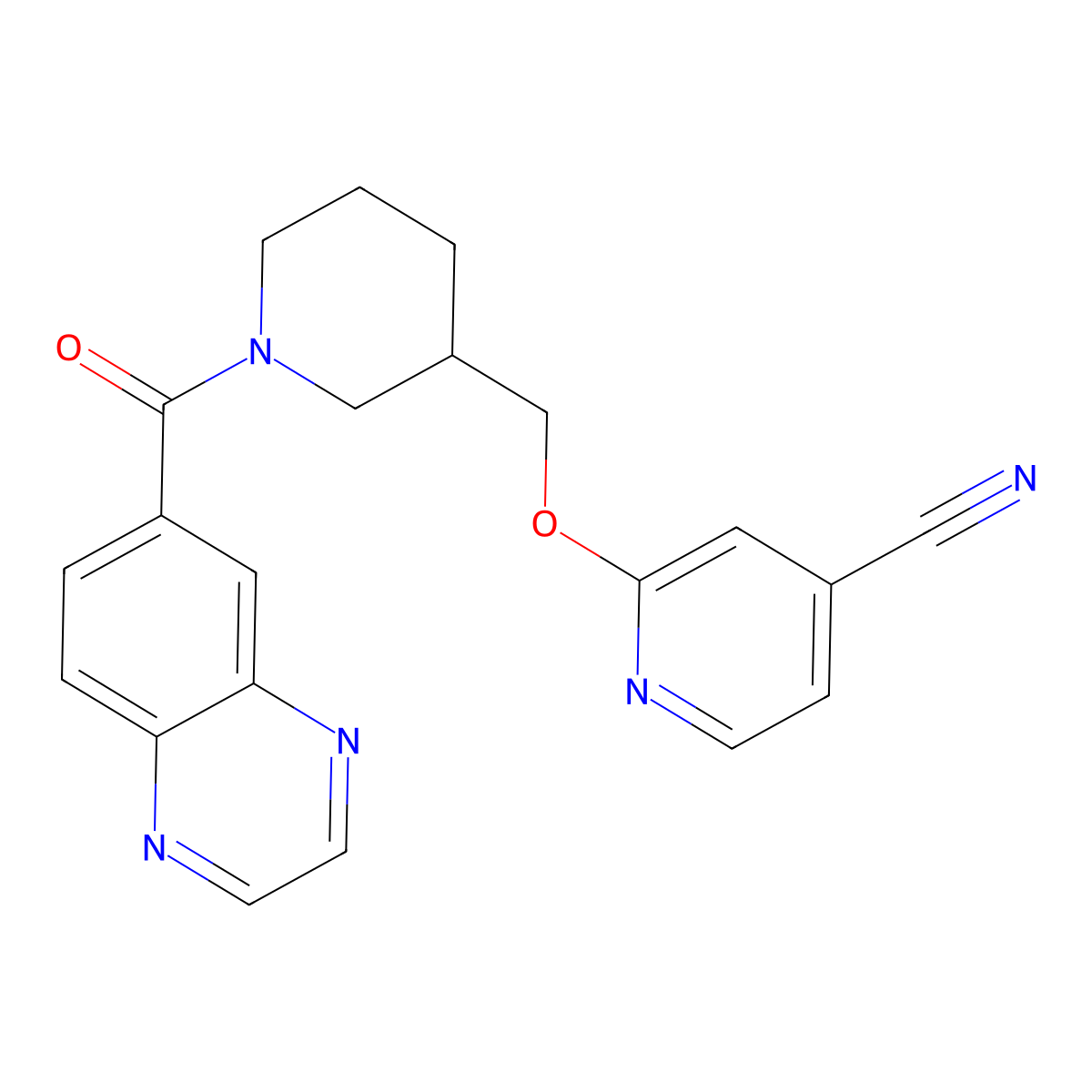 2-{[1-(Quinoxaline-6-carbonyl)piperidin-3-yl]methoxy}pyridine-4-carbonitrile molecular structure, CAS 2380070-27-7