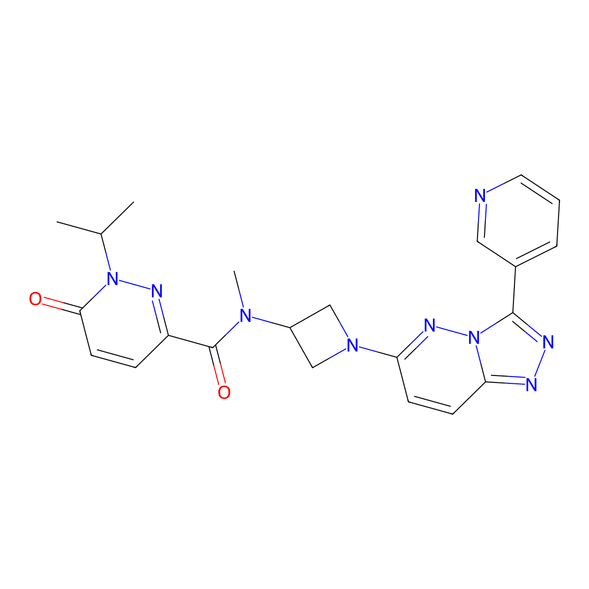 N-methyl-6-oxo-1-(propan-2-yl)-N-{1-[3-(pyridin-3-yl)-[1,2,4]triazolo[4,3-b]pyridazin-6-yl]azetidin-3-yl}-1,6-dihydropyridazine-3-carboxamide molecular structure, CAS 2380070-34-6