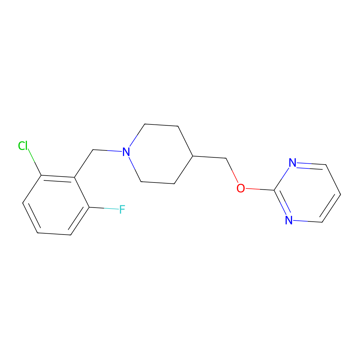 2-({1-[(2-Chloro-6-fluorophenyl)methyl]piperidin-4-yl}methoxy)pyrimidine molecular structure, CAS 2380070-37-9