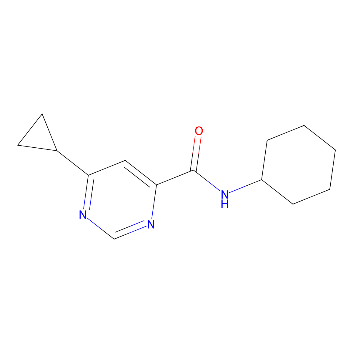 N-Cyclohexyl-6-cyclopropylpyrimidine-4-carboxamide molecular structure, CAS 2380070-40-4