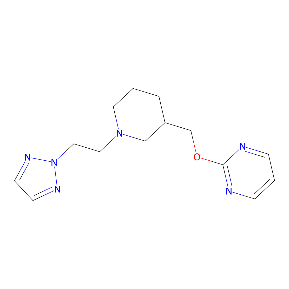 2-({1-[2-(2H-1,2,3-triazol-2-yl)ethyl]piperidin-3-yl}methoxy)pyrimidine molecular structure, CAS 2380070-43-7
