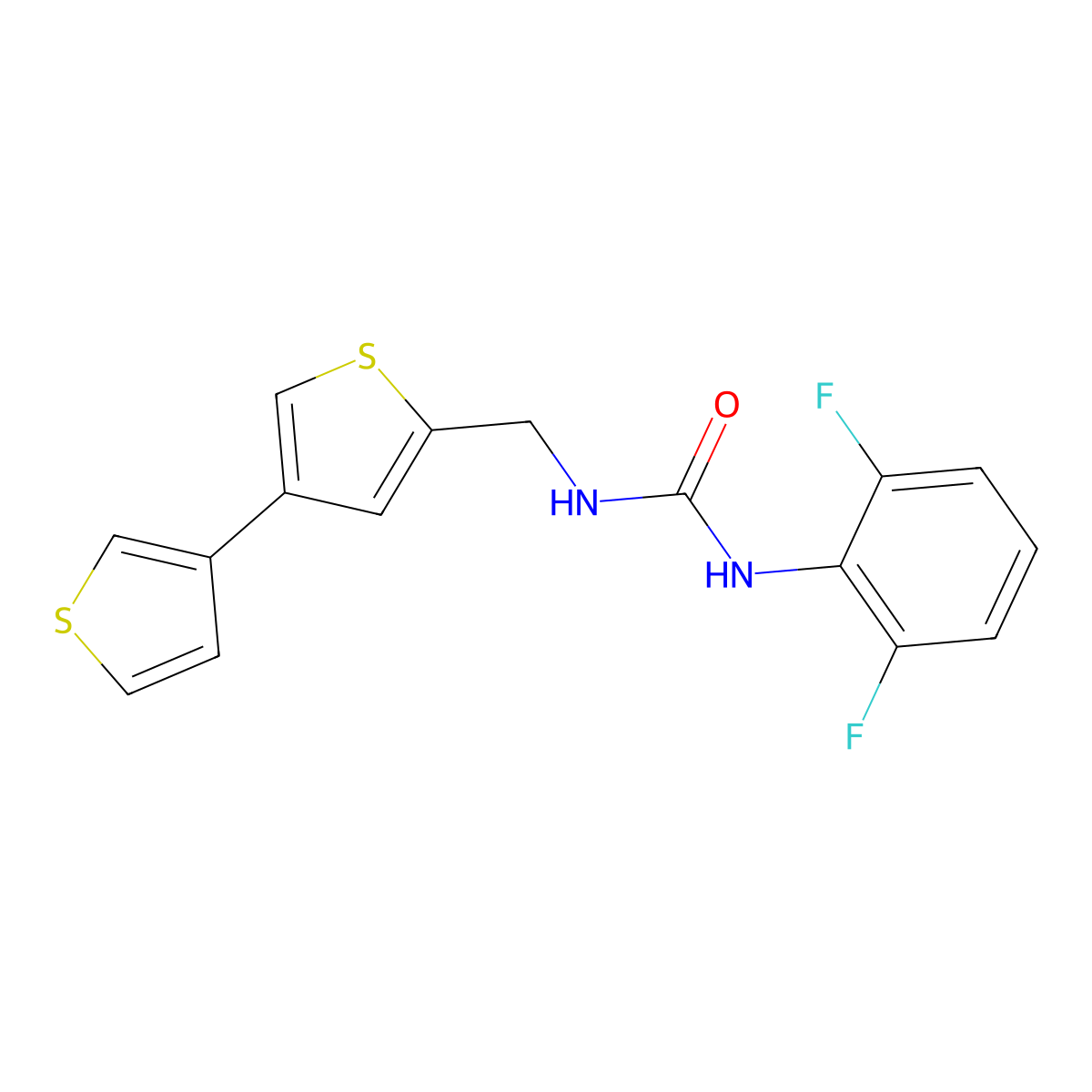 1-(2,6-Difluorophenyl)-3-[(4-thiophen-3-ylthiophen-2-yl)methyl]urea molecular structure, CAS 2380070-49-3
