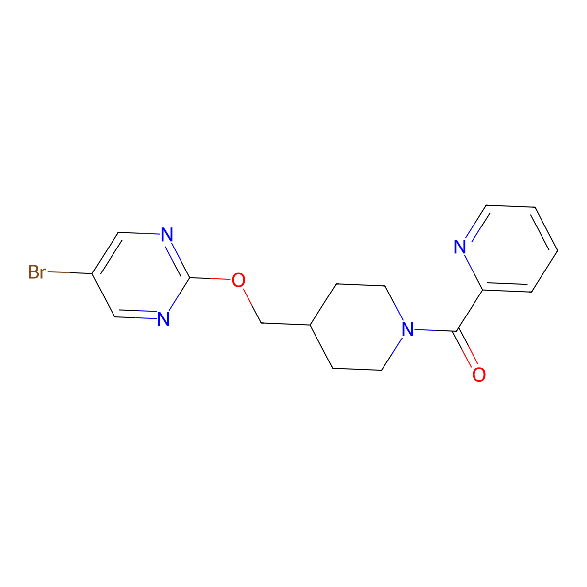 5-Bromo-2-{[1-(pyridine-2-carbonyl)piperidin-4-yl]methoxy}pyrimidine molecular structure, CAS 2380070-56-2