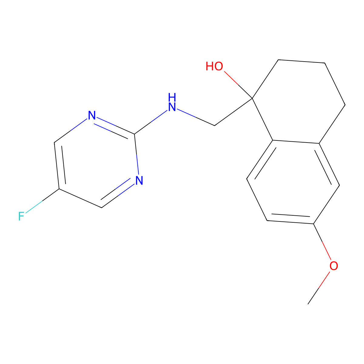 1-{[(5-Fluoropyrimidin-2-yl)amino]methyl}-6-methoxy-1,2,3,4-tetrahydronaphthalen-1-ol molecular structure, CAS 2380070-59-5