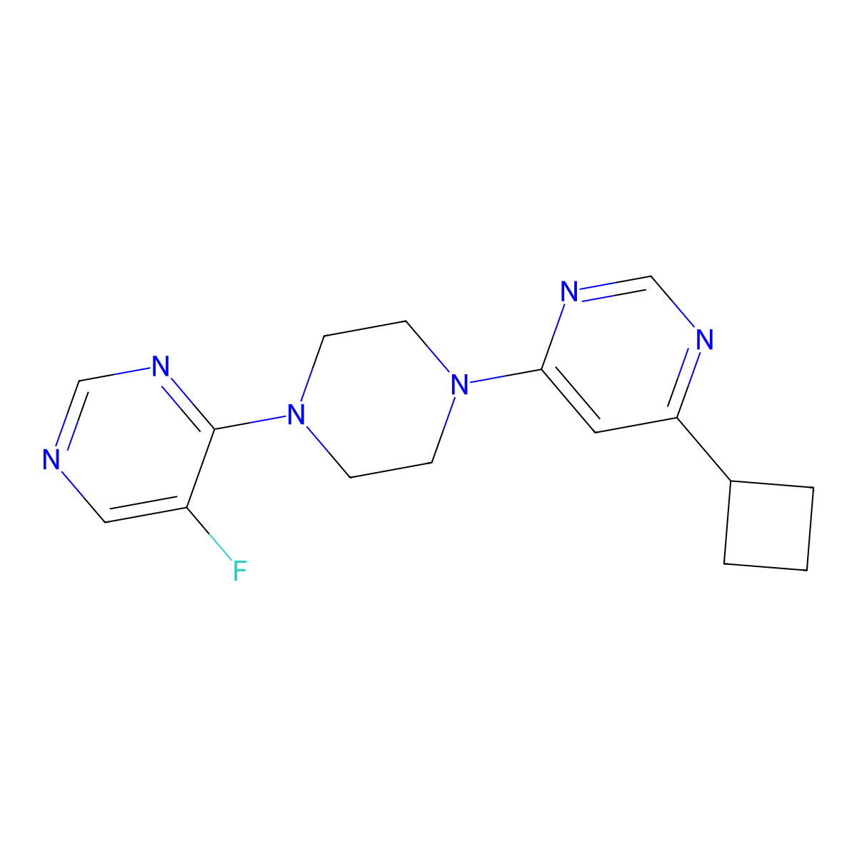 4-Cyclobutyl-6-[4-(5-fluoropyrimidin-4-yl)piperazin-1-yl]pyrimidine molecular structure, CAS 2380070-62-0