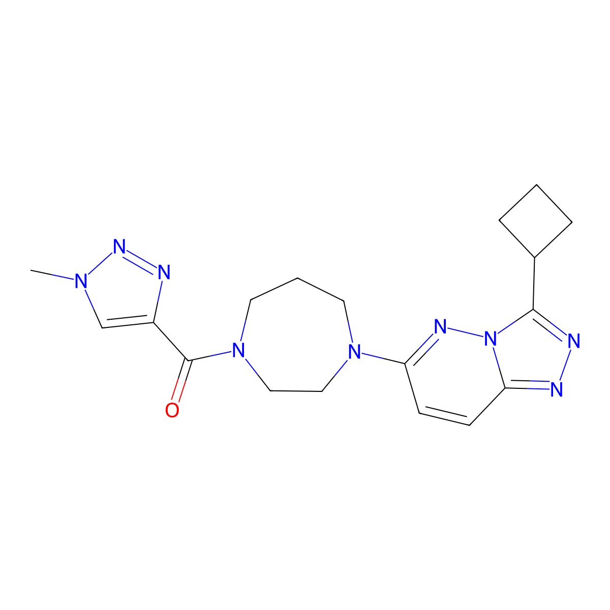 1-{3-cyclobutyl-[1,2,4]triazolo[4,3-b]pyridazin-6-yl}-4-(1-methyl-1H-1,2,3-triazole-4-carbonyl)-1,4-diazepane molecular structure, CAS 2380070-65-3