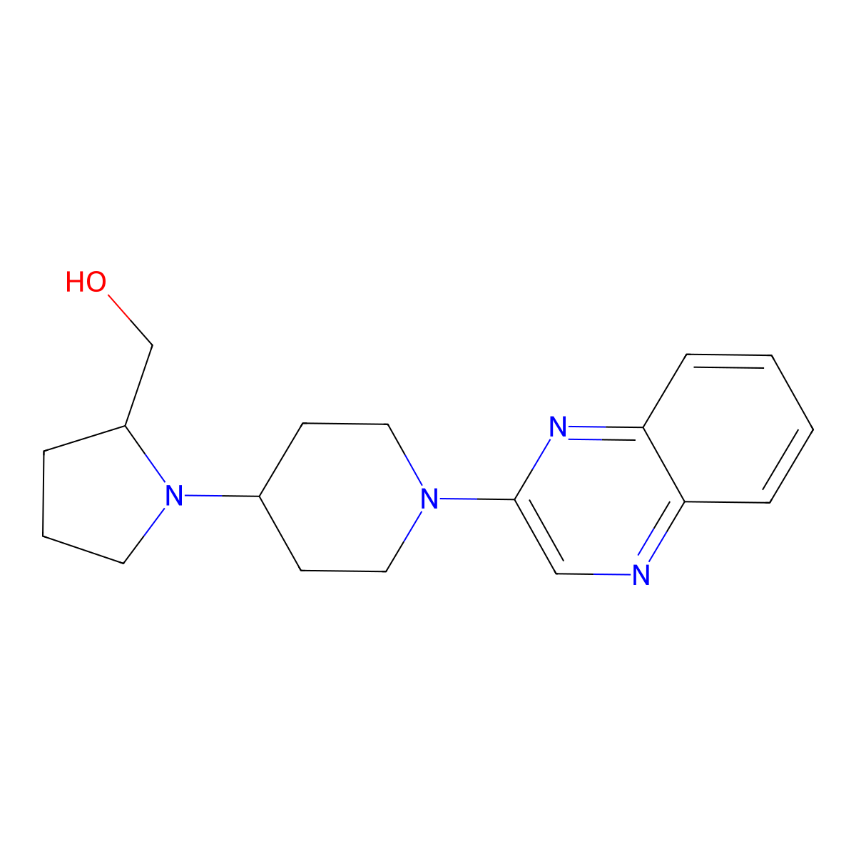 {1-[1-(Quinoxalin-2-yl)piperidin-4-yl]pyrrolidin-2-yl}methanol molecular structure, CAS 2380070-66-4