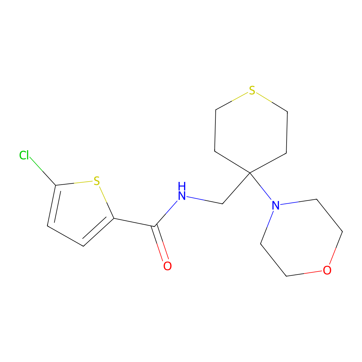 5-chloro-N-{[4-(morpholin-4-yl)thian-4-yl]methyl}thiophene-2-carboxamide molecular structure, CAS 2380070-75-5