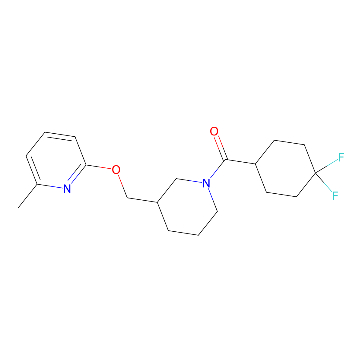 2-{[1-(4,4-Difluorocyclohexanecarbonyl)piperidin-3-yl]methoxy}-6-methylpyridine molecular structure, CAS 2380070-80-2