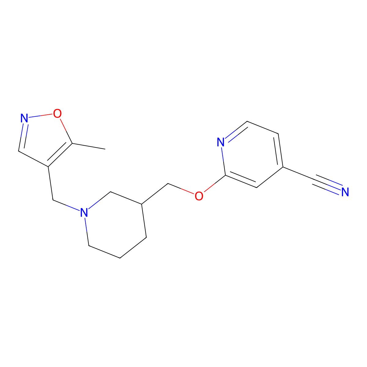 2-({1-[(5-Methyl-1,2-oxazol-4-yl)methyl]piperidin-3-yl}methoxy)pyridine-4-carbonitrile molecular structure, CAS 2380070-82-4