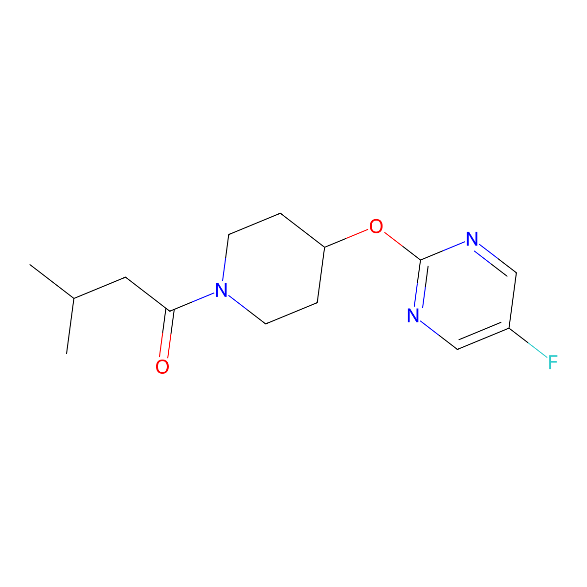 1-{4-[(5-Fluoropyrimidin-2-yl)oxy]piperidin-1-yl}-3-methylbutan-1-one molecular structure, CAS 2380070-86-8