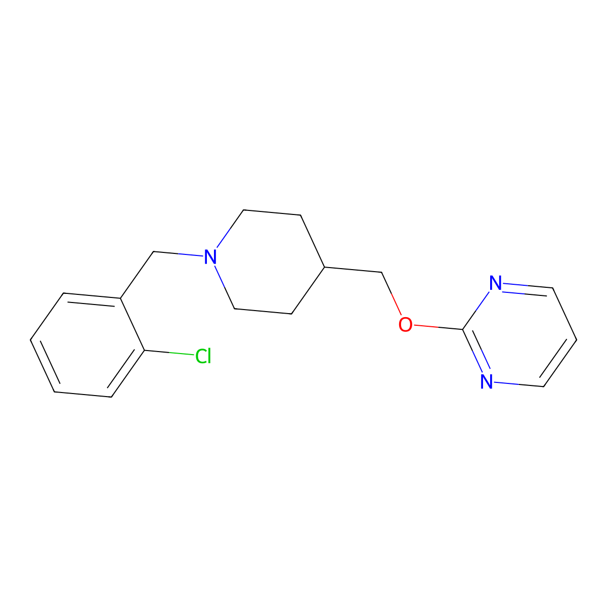 2-({1-[(2-Chlorophenyl)methyl]piperidin-4-yl}methoxy)pyrimidine molecular structure, CAS 2380070-90-4