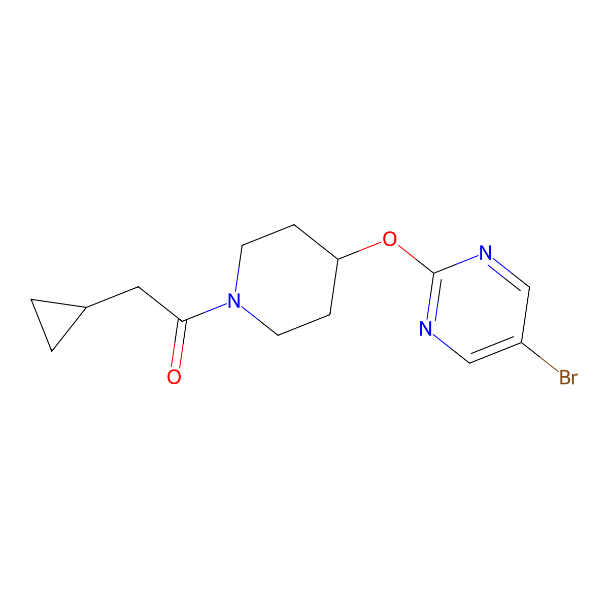 1-{4-[(5-Bromopyrimidin-2-yl)oxy]piperidin-1-yl}-2-cyclopropylethan-1-one molecular structure, CAS 2380070-95-9