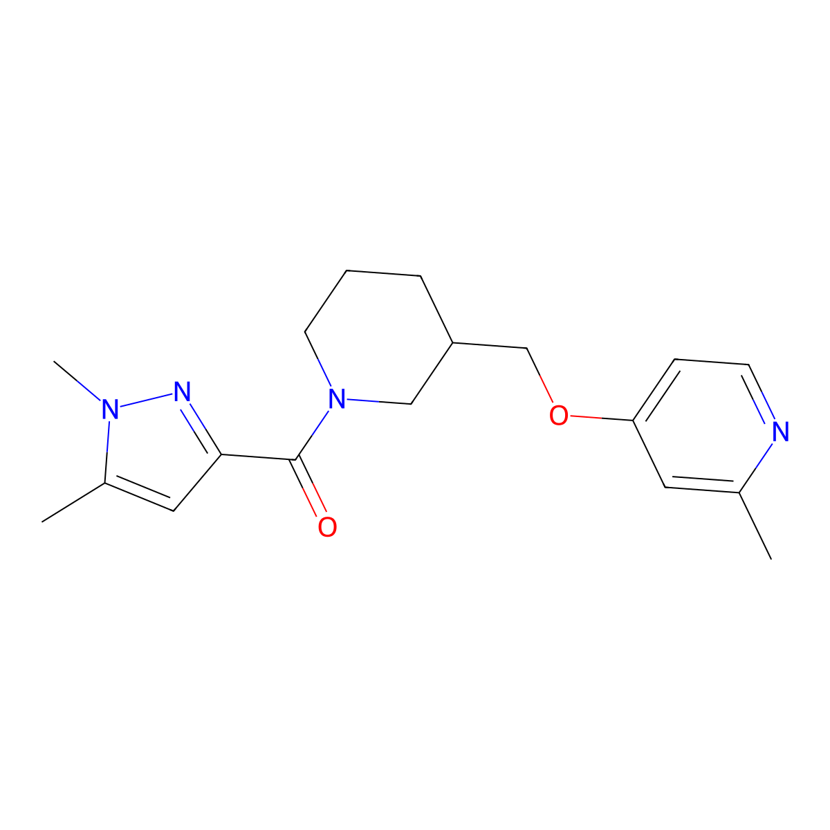 4-{[1-(1,5-dimethyl-1H-pyrazole-3-carbonyl)piperidin-3-yl]methoxy}-2-methylpyridine molecular structure, CAS 2380071-00-9