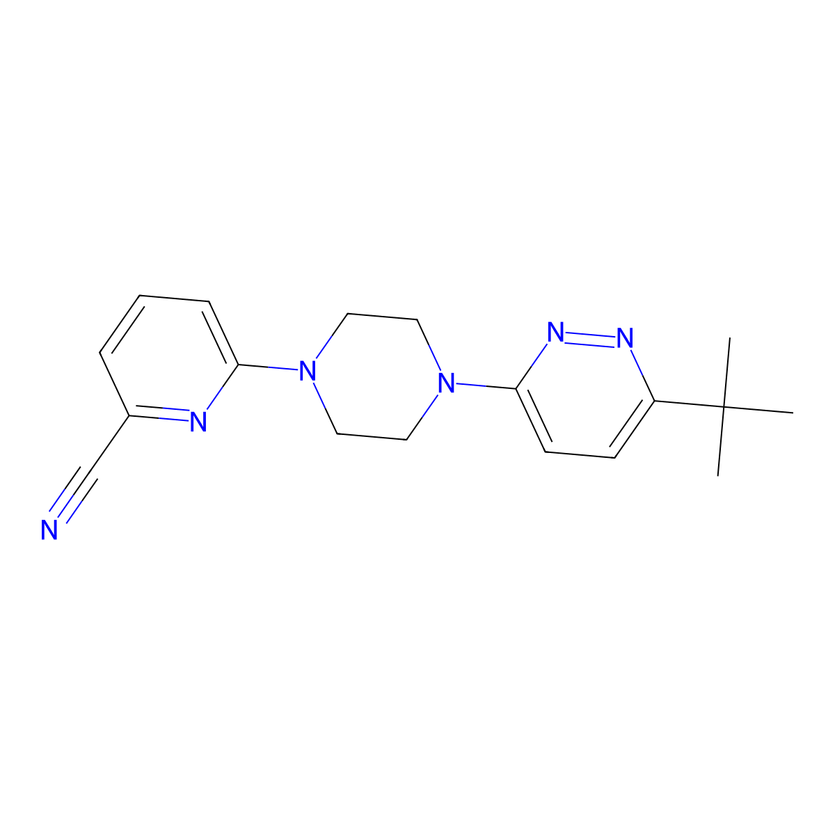 6-[4-(6-Tert-butylpyridazin-3-yl)piperazin-1-yl]pyridine-2-carbonitrile molecular structure, CAS 2380071-02-1