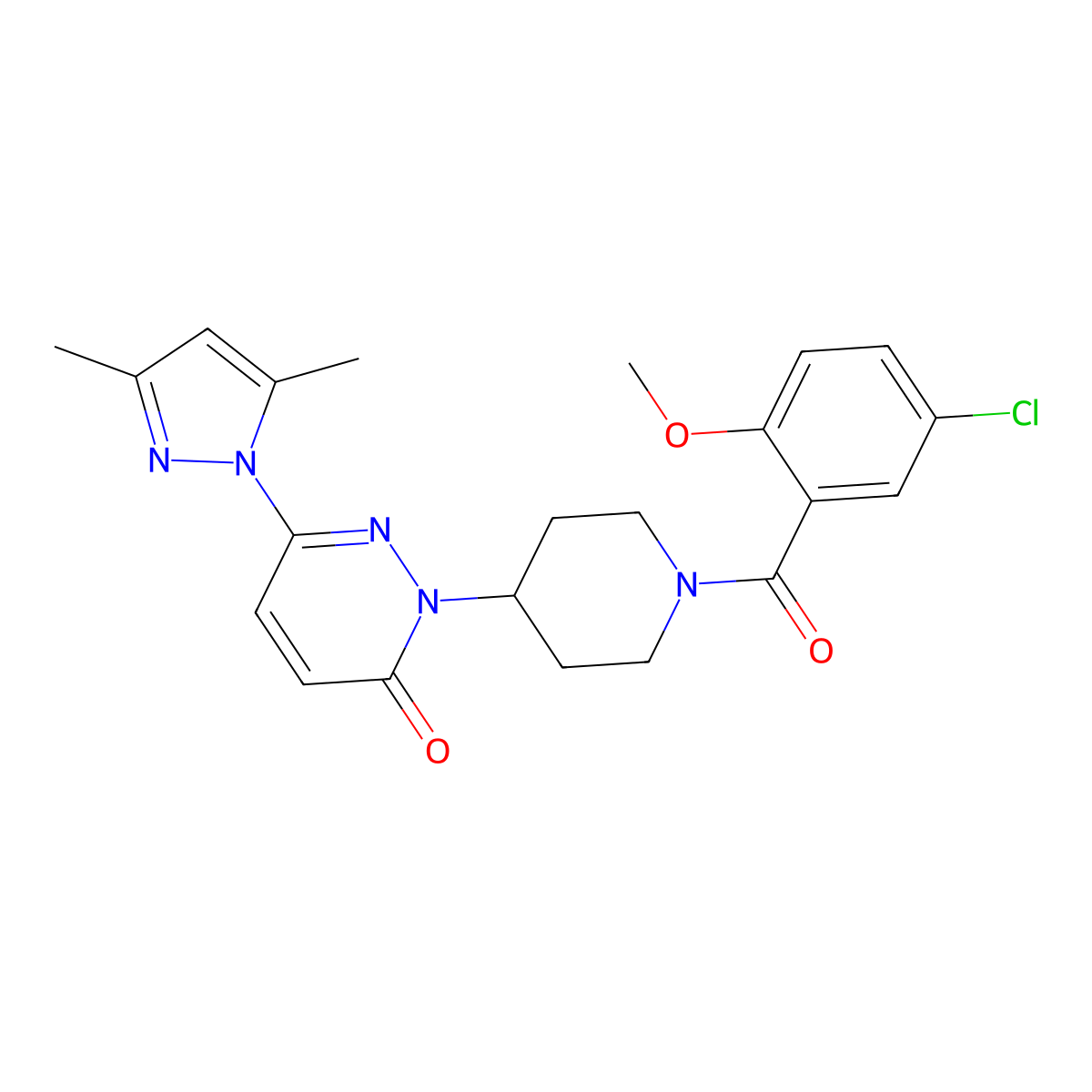 2-[1-(5-chloro-2-methoxybenzoyl)piperidin-4-yl]-6-(3,5-dimethyl-1H-pyrazol-1-yl)-2,3-dihydropyridazin-3-one molecular structure, CAS 2380071-03-2