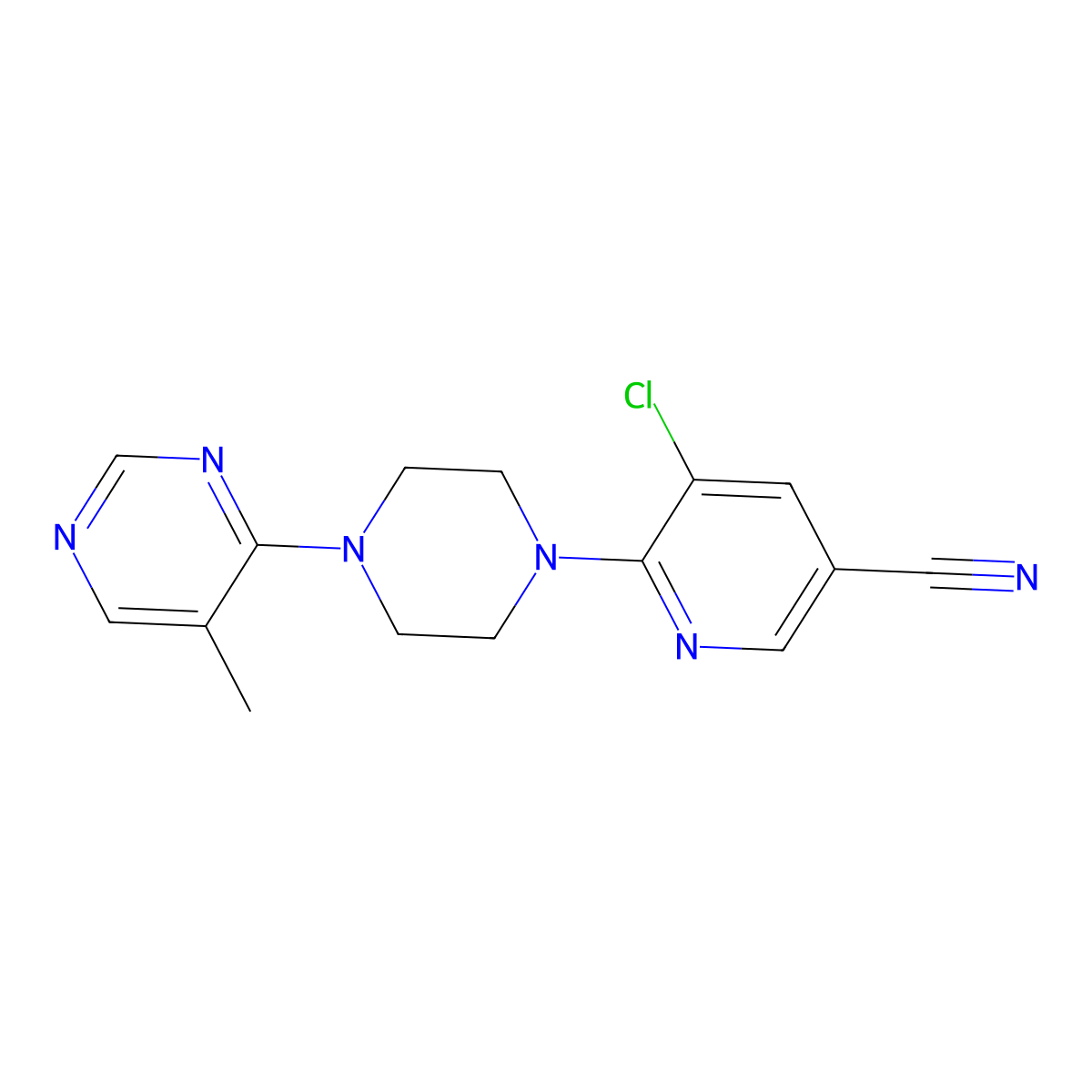 5-Chloro-6-[4-(5-methylpyrimidin-4-yl)piperazin-1-yl]pyridine-3-carbonitrile molecular structure, CAS 2380071-09-8