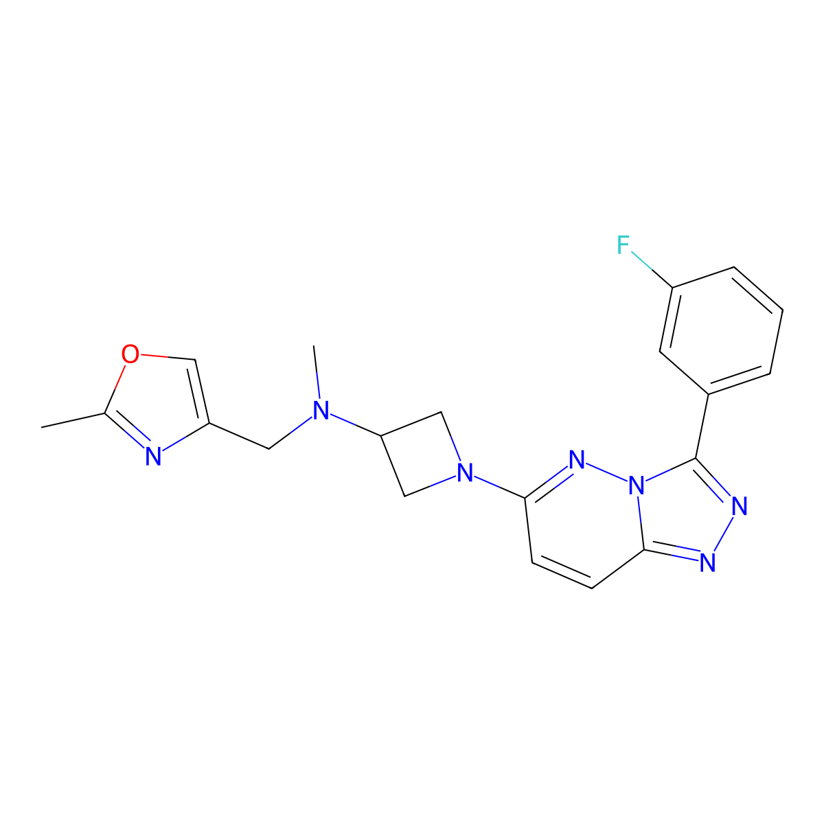 1-[3-(3-Fluorophenyl)-[1,2,4]triazolo[4,3-b]pyridazin-6-yl]-N-methyl-N-[(2-methyl-1,3-oxazol-4-yl)methyl]azetidin-3-amine molecular structure, CAS 2380071-16-7