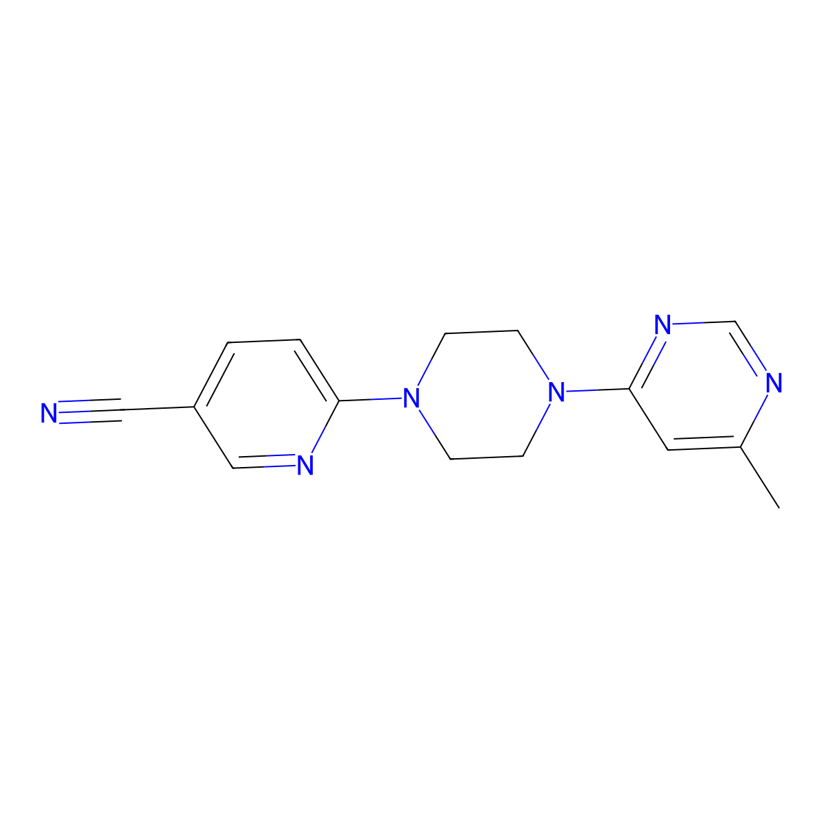 6-[4-(6-Methylpyrimidin-4-yl)piperazin-1-yl]pyridine-3-carbonitrile molecular structure, CAS 2380071-17-8