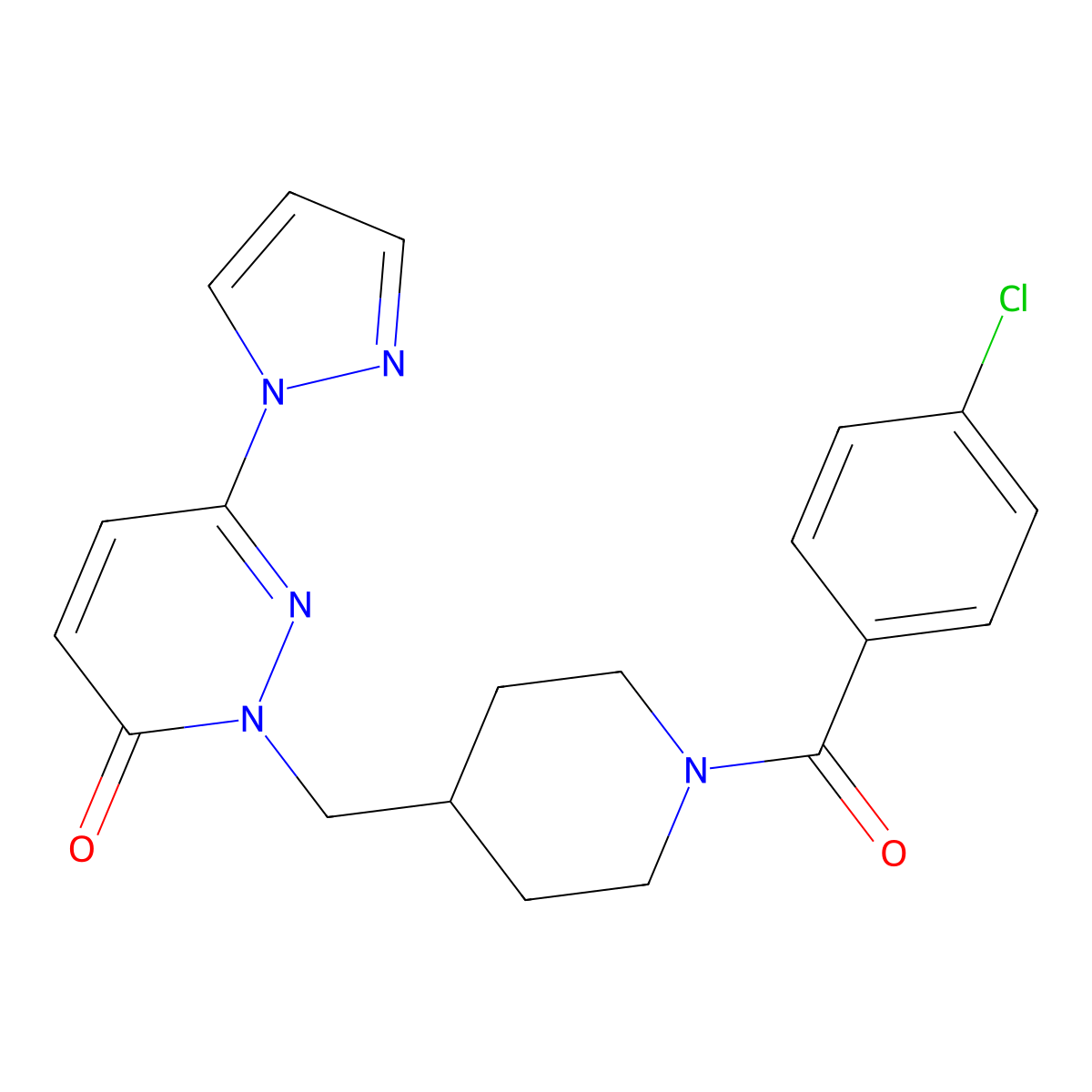 2-{[1-(4-chlorobenzoyl)piperidin-4-yl]methyl}-6-(1H-pyrazol-1-yl)-2,3-dihydropyridazin-3-one molecular structure, CAS 2380071-19-0