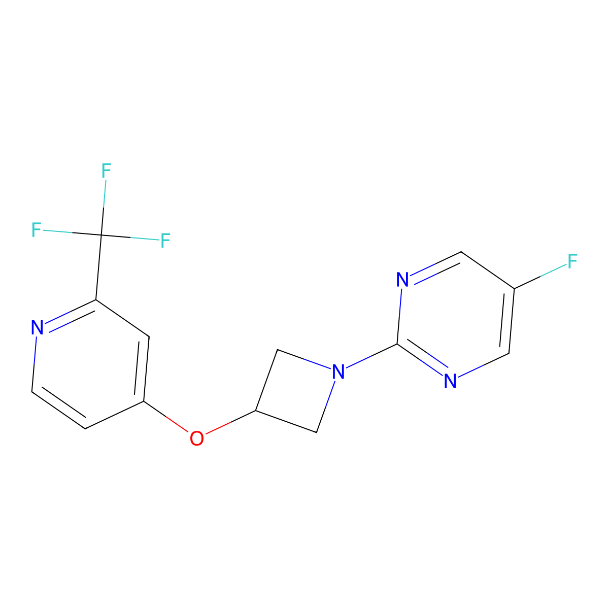 5-Fluoro-2-(3-{[2-(trifluoromethyl)pyridin-4-yl]oxy}azetidin-1-yl)pyrimidine molecular structure, CAS 2380071-20-3