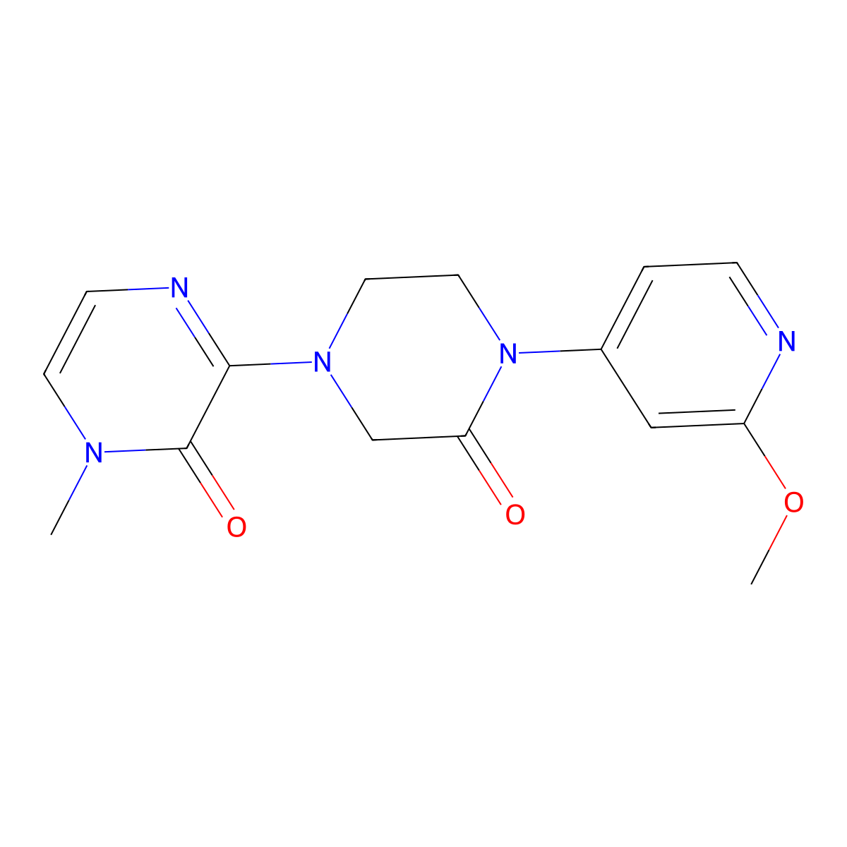 3-[4-(2-Methoxypyridin-4-yl)-3-oxopiperazin-1-yl]-1-methyl-1,2-dihydropyrazin-2-one molecular structure, CAS 2380071-21-4