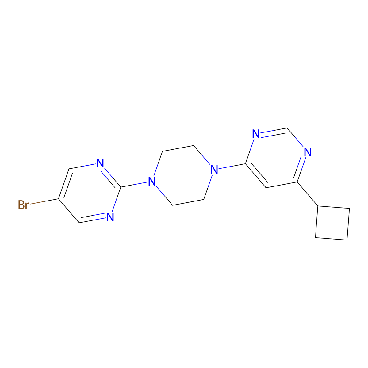 4-[4-(5-Bromopyrimidin-2-yl)piperazin-1-yl]-6-cyclobutylpyrimidine molecular structure, CAS 2380071-28-1