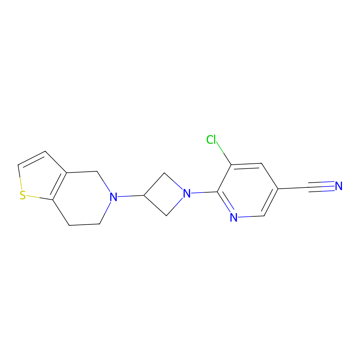 5-Chloro-6-[3-(6,7-dihydro-4H-thieno[3,2-c]pyridin-5-yl)azetidin-1-yl]pyridine-3-carbonitrile molecular structure, CAS 2380071-31-6