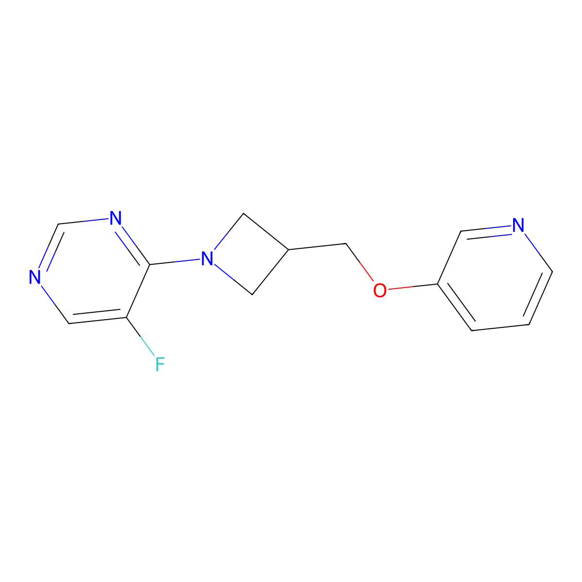 5-Fluoro-4-{3-[(pyridin-3-yloxy)methyl]azetidin-1-yl}pyrimidine molecular structure, CAS 2380071-35-0