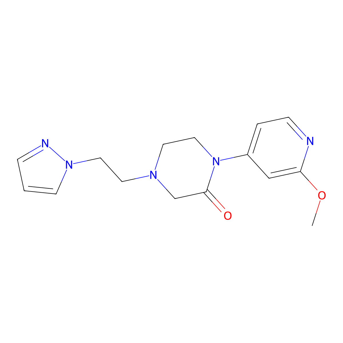 1-(2-methoxypyridin-4-yl)-4-[2-(1H-pyrazol-1-yl)ethyl]piperazin-2-one molecular structure, CAS 2380071-36-1
