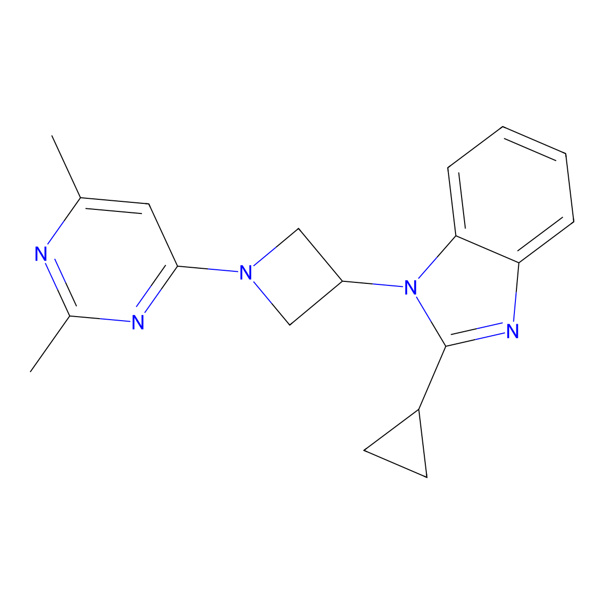 2-cyclopropyl-1-[1-(2,6-dimethylpyrimidin-4-yl)azetidin-3-yl]-1H-1,3-benzodiazole molecular structure, CAS 2380071-37-2