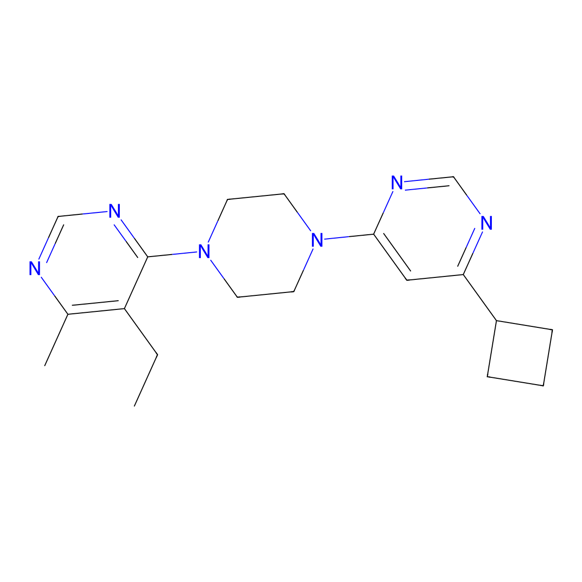 4-[4-(6-Cyclobutylpyrimidin-4-yl)piperazin-1-yl]-5-ethyl-6-methylpyrimidine molecular structure, CAS 2380071-40-7