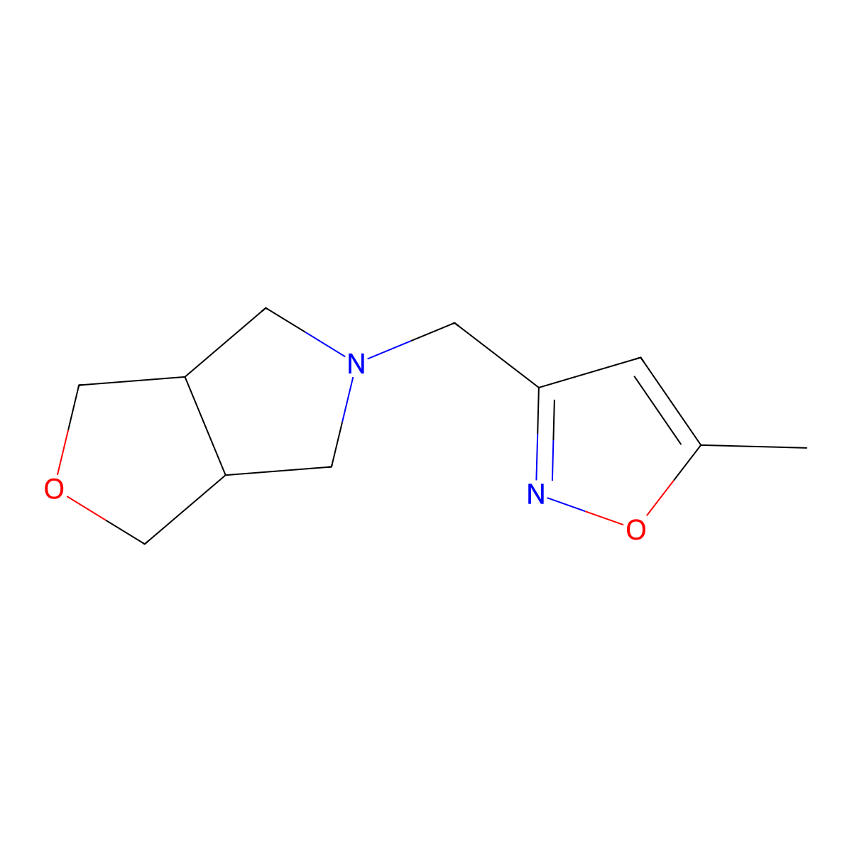 3-({hexahydro-1H-furo[3,4-c]pyrrol-5-yl}methyl)-5-methyl-1,2-oxazole molecular structure, CAS 2380071-51-0
