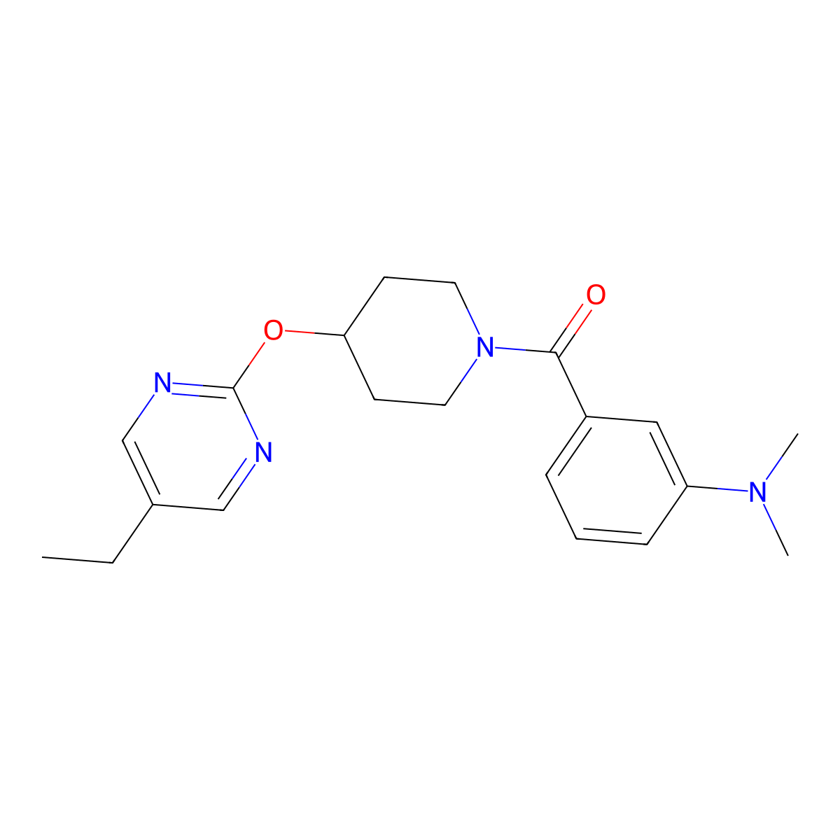 3-{4-[(5-ethylpyrimidin-2-yl)oxy]piperidine-1-carbonyl}-N,N-dimethylaniline molecular structure, CAS 2380071-53-2